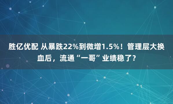 胜亿优配 从暴跌22%到微增1.5%!管理层大换血后,流通“一哥”业绩稳了?